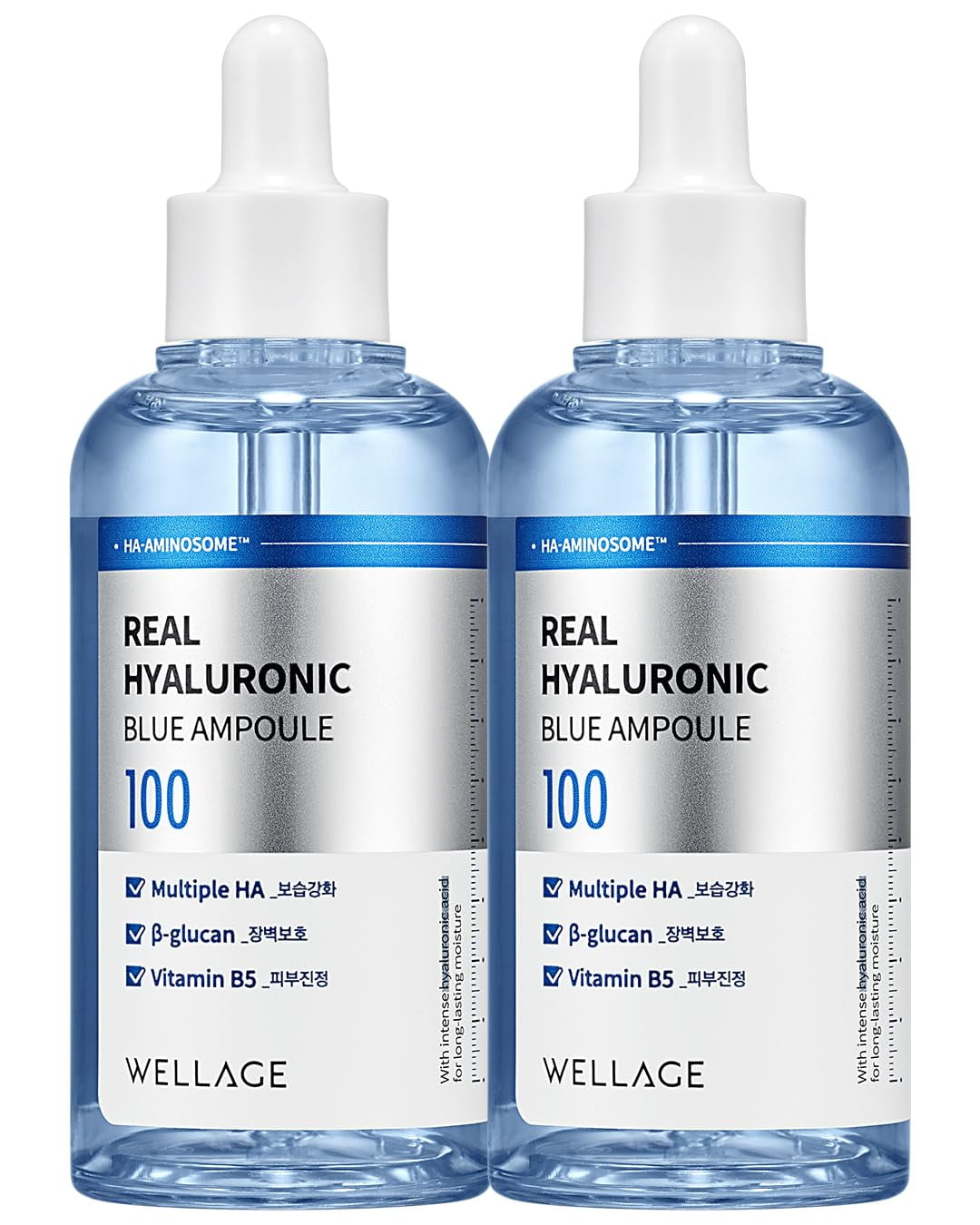 WELLAGE Real Hyaluronic Blue Ampoule 100, Fragrance Free