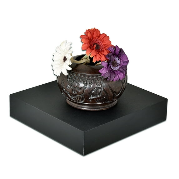 WELLAND 10" Wooden Mission Floating Shelf Wall Mounted Shelves, 9 1/4" x9 1/4"x2", Black