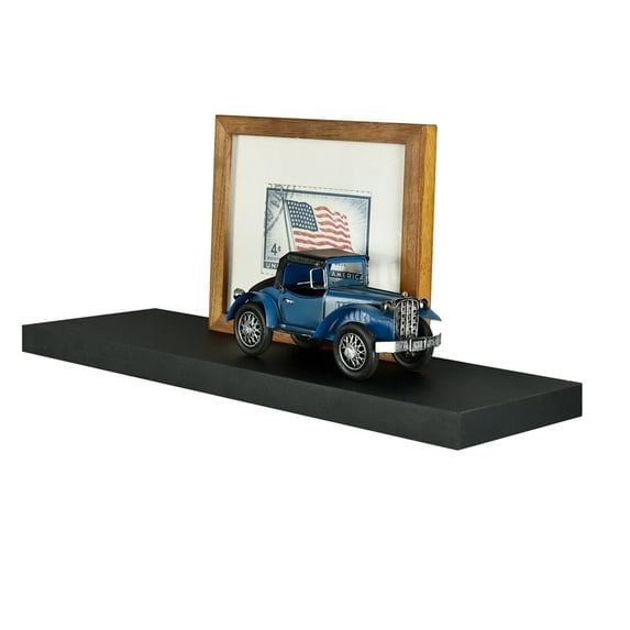 WELLAND 24 Inch Simons Floating Shelf Ledge Wall Mounted Shelves Display Rack, 24"L x 7 3/4"D x 1 1/4"T, Black