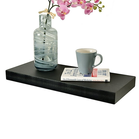 WELLAND 24 inch Mission Floating Shelves Wall Mounted Shelves Display Rack, 23 3/4"L x 9 1/4"D x 2"T, Black