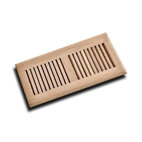 WELLAND 4"x12" Wood Vent Floor Register Self Rimming, Unfinished Red Oak