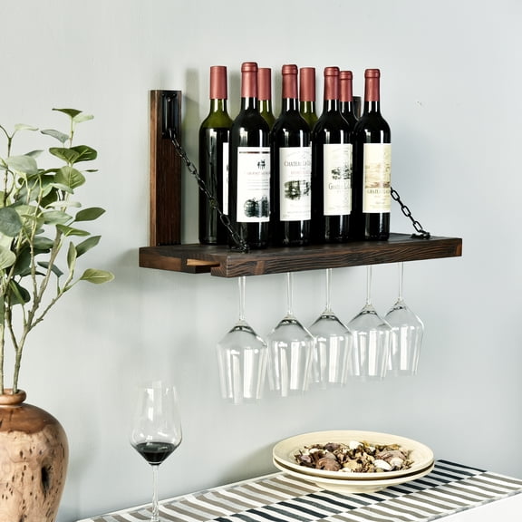 WELLAND Karen Wall Mounted Wine Racks with Glass Holder