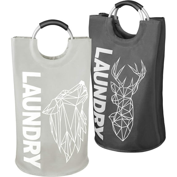 WELLENBORG® foldable laundry basket set of 2 - laundry basket narrow - laundry baskets laundry basket laundry basket collector laundry bag dirty laundry - laundry box laundry baskets bottle collector