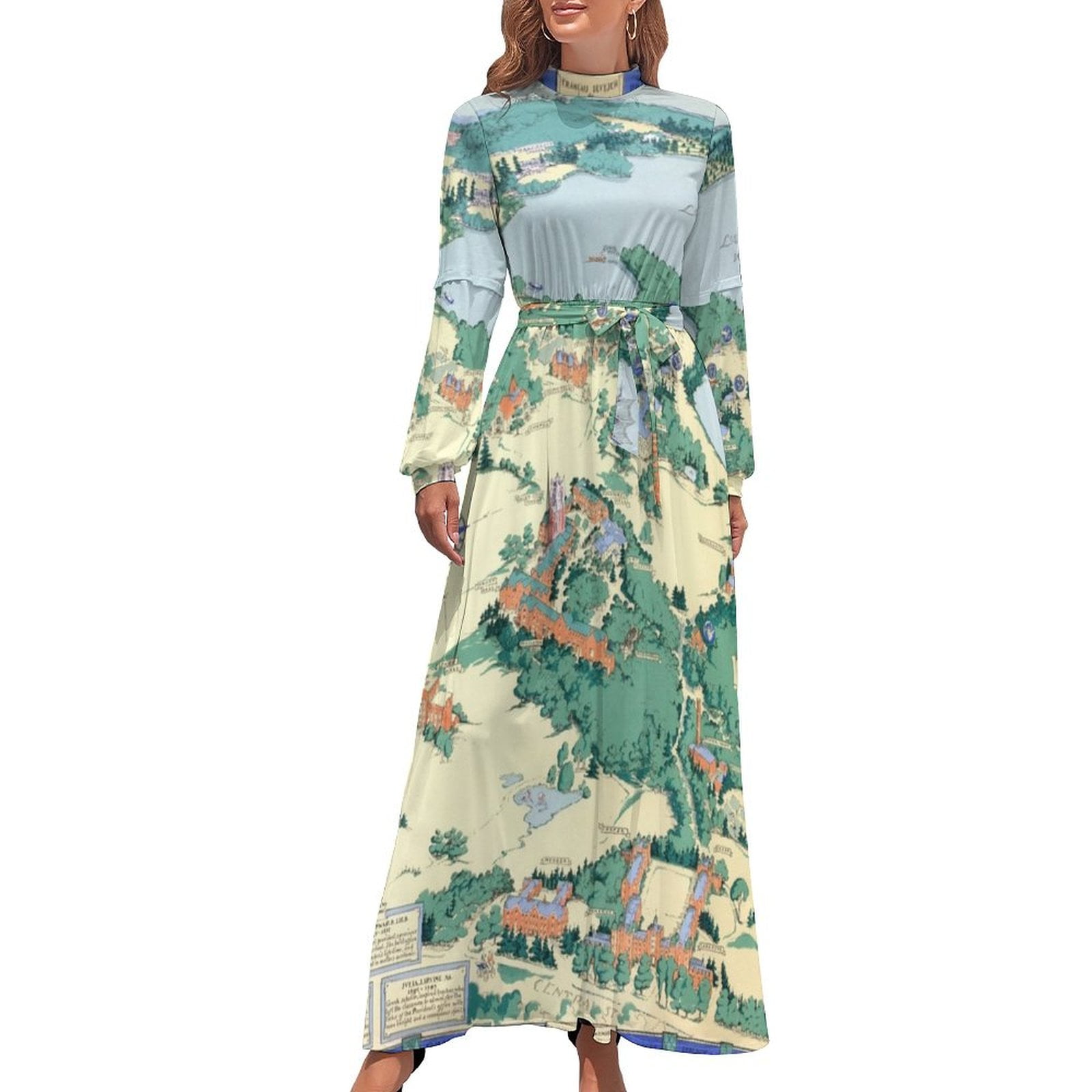 WELLESLEY College map MASSACHUSETTS dorm decor graduate Long Dress ...