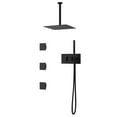 thumbnail image 1 of ANGELES HOME 12" Ceiling Mounted Shower System, 3-function Diverter Shower Faucet Set, Shower System with 3 Square Body Jets, Rainfall Shower Fixtures with Thermostatic Mixing Valve, Matte Black, 1 of 11