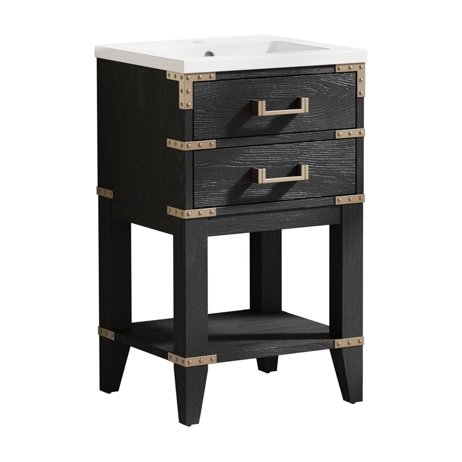 WELLFOR 20 Inch Bathroom Vanity with Single Sink with Countertop, Solid ...