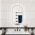 thumbnail image 1 of ANGELES HOME 20 x 36 Inch Oval Lighted Bathroom Vanity Mirror, Front and Backlit LED Mirror for Bathroom, Bathroom Lighted Mirror with Anti-Fog, 3 Colors Dimmable, Matte Black, 1 of 10