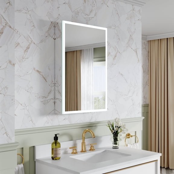ANGELES HOME 20"x30" Medicine Cabinet with Lights, Bathroom Mirror Cabinet with 3X Magnification, Defogger, Dimmer, Outlets & USB, Medicine Cabinet Mirror with Memory Function, Left Side