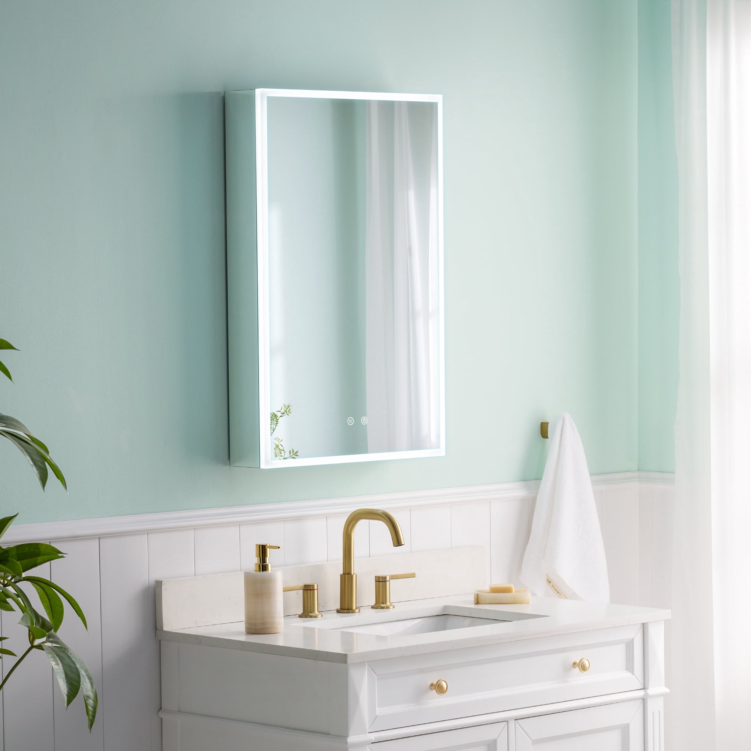 WELLFOR 20"x30" Medicine Cabinet with Lights, Bathroom Mirror Cabinet with 3X Magnification ...
