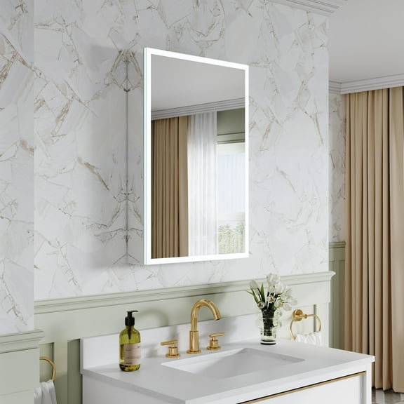 ANGELES HOME 20"x30" Medicine Cabinet with Lights, Bathroom Mirror Cabinet with 3X Magnification, Defogger, Dimmer, Outlets & USB, Medicine Cabinet Mirror with Memory Function, Right Side