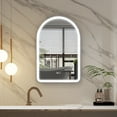 thumbnail image 1 of ANGELES HOME 24" x 36" Arched Lighted Bathroom Mirror, Framed Bathroom Vanity Mirror with Lights, Wall Mounted LED Mirror with Defogger, Dimmer, Memory Function, Matte Black, 1 of 9
