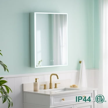 WELLFOR 24"x30" Medicine Cabinet with Lights, Bathroom Mirror Cabinet with 3X Magnification, Defogger, Dimmer, Outlets & USB, Medicine Cabinet Mirror with Memory Function, Left Side