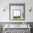 thumbnail image 1 of ANGELES HOME 33" x 32" Wall-Mounted Vanity Mirror, Solid Wooden Framed Makeup Mirror, Bathroom Wall Mirror for Bedroom Living Room Entryway, Titainum Grey, 1 of 8
