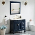 thumbnail image 1 of ANGELES HOME 36" Bathroom Vanity with Sink and 32" Mirror Set, Large Wood Vanity Combo with Doors and Drawers, Freestanding Bath Vanity Cabinet with Quartz Countertop, Navy Blue, 1 of 7
