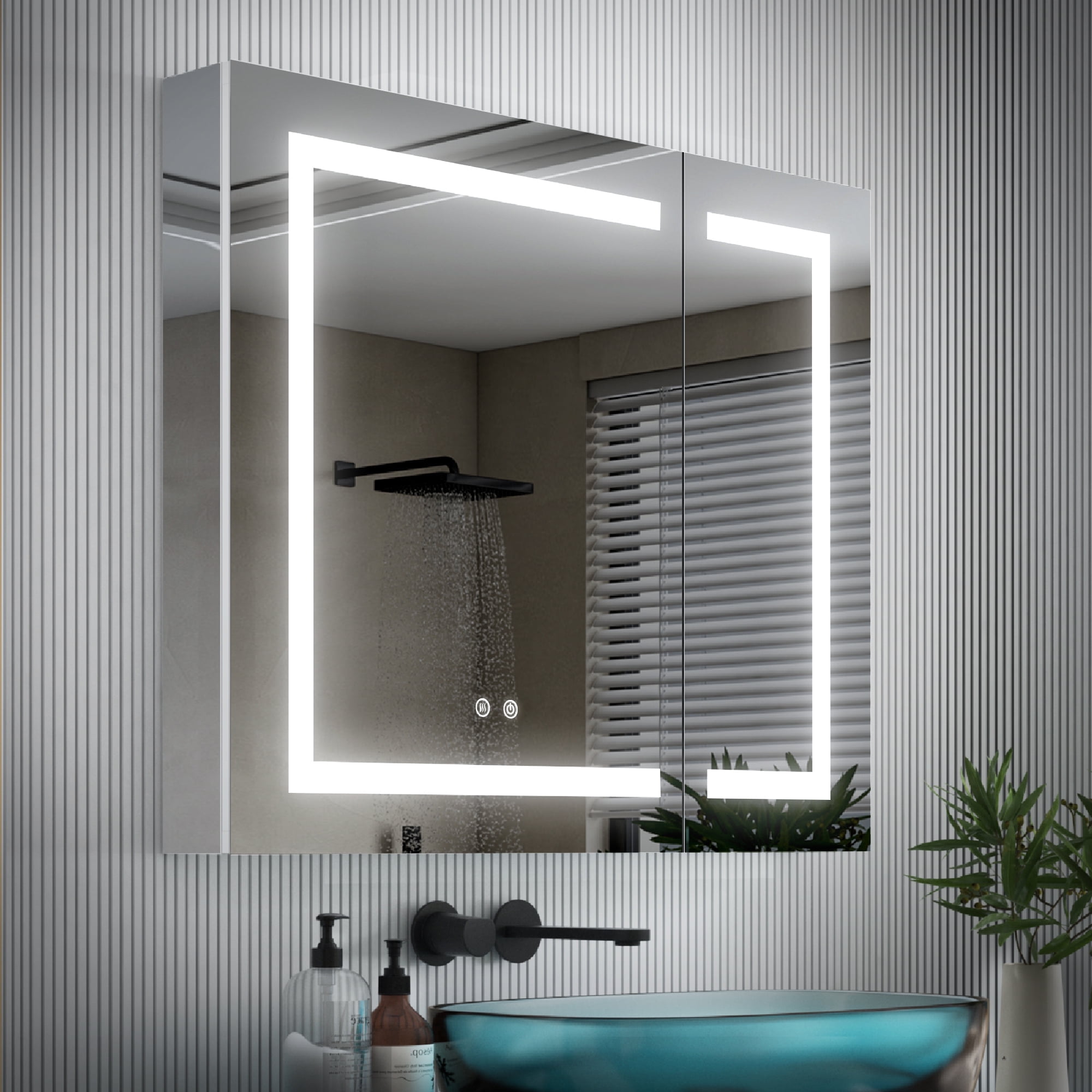 36" x 30" Silver Aluminum LED Medicine Cabinet with Mirror