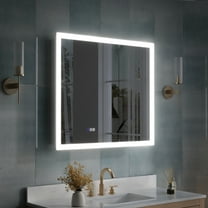 WELLFOR 36" x 32" LED Lighted Bathroom Medicine Cabinet with Mirror, 3X Magnification Makeup Mirror, Vanity Mirror Cabinet w/ Defogger, Dimmable, Memory Function, Outlets & USB