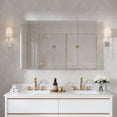 thumbnail image 1 of ANGELES HOME 48" x 30" Medicine Cabinet with Mirror, Rectangular Bathroom Mirror Cabinet with 9 Adjustable Glass Shelves, Aluminum Body, Recessed or Surface Mount Mirror Medicine Cabinet, Three Door, 1 of 13