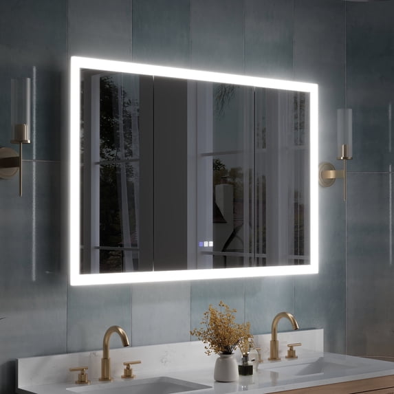 ANGELES HOME 48" x 32" LED Lighted Bathroom Medicine Cabinet with Mirror, 3X Magnification Makeup Mirror, Vanity Mirror Cabinet w/ Defogger, Dimmable, Memory Function, Outlets & USB