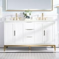 thumbnail image 1 of ANGELES HOME 60" Bathroom Vanity with Sink, Freestanding Solid Wood Bathroom Makeup Cabinet W/ 4 Soft-Close Doors and 3 Drawers, White Quartz Countertop (White), 1 of 13