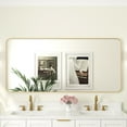 thumbnail image 1 of ANGELES HOME 60 x 28 Inch Bathroom Vanity Mirror, Aluminum Framed Wall Mirror, Horizontal/Vertical Mounted Rectangular Bathroom Mirror, Rectangle Vanity Framed Mirror for Wall, Brushed Gold, 1 of 13