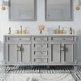thumbnail image 1 of ANGELES HOME 72" Bathroom Vanity with Double Sinks, Solid Wood Bathroom Makeup Cabinet W/ 4 Doors and 4 Drawers, Bathroom Vanity Storage Organizer with Carrara White Quartz Countertop, Titainum Grey, 1 of 12