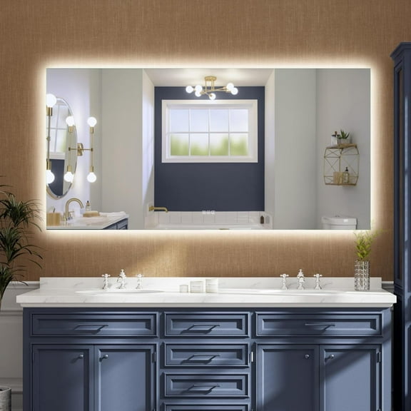 72" x 36" Inch LED Backlit Bathroom Vanity Mirror, Bathroom Mirror with Lights, Wall Mounted Backlights Mirror, Backlit Bathroom Mirrors with Anti-Fog, Dimmable, Memory, Vertical/Horizontal