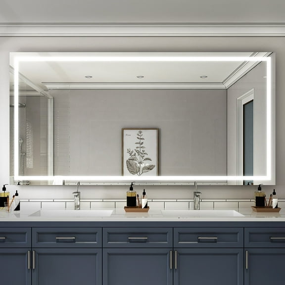 ANGELES HOME 84" x 42" LED Bathroom Vanity Mirror, Wall Mounted Vanity Mirror with Lights,  Makeup Mirror with 3 Colors Light, Memory Function, Anti-Fog Brightness Dimmable (Horizontal/Vertical)