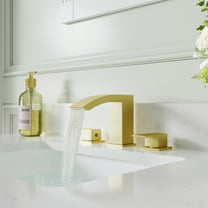 ANGELES HOME Bathroom Faucet 3 Hole Widespread 2-Handle Bathroom Sink Faucet with Overflow Pop Up Drain and Waterlines Brushed Gold