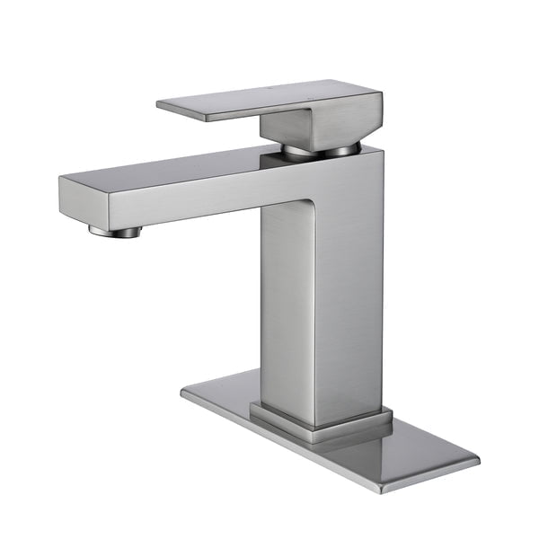 ANGELES HOME Deck Mounted Bathroom Faucet with Single Handle, Bathtub Basin Vanity Sink Faucet, Solid Brass Bathroom Faucet, Drain Assembly, Rough-in Valve Included, Modern