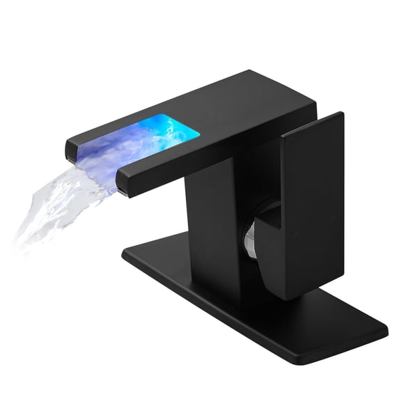 ANGELES HOME LED Light Bathroom Faucet Waterfall Single Handle One Hole Faucet for Bathroom Sink Mount Vanity Faucet
