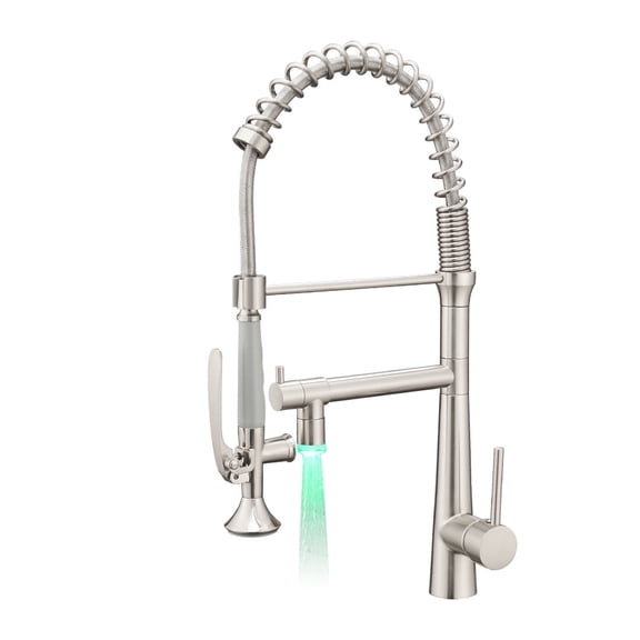 ANGELES HOME LED Light Kitchen Faucet with Pull Down Sprayer, Commercial Kitchen Sink Faucets with Sprayer, Brushed Nickel