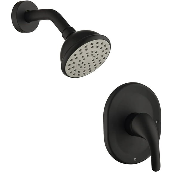 ANGELES HOME Matte Black Pressure Shower Head Combo, Stainless Steel Fixed Showerhead, Wall Mount Waterfall Full Body Bathroom Showerhead