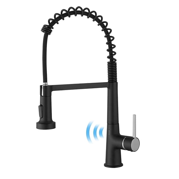 ANGELES HOME Single Handle Touchless Kitchen Faucet, Deck Mount Gooseneck Pull Down Sprayer Kitchen Sink Faucet