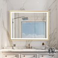 thumbnail image 1 of WELLFOR Wall Mounted  Back Light Bathroom Framed LED Mirror Anti- Fog With Dimmable Light Touch Sensor And Memory Function 36"H x 48'' W - Brushed, 1 of 5