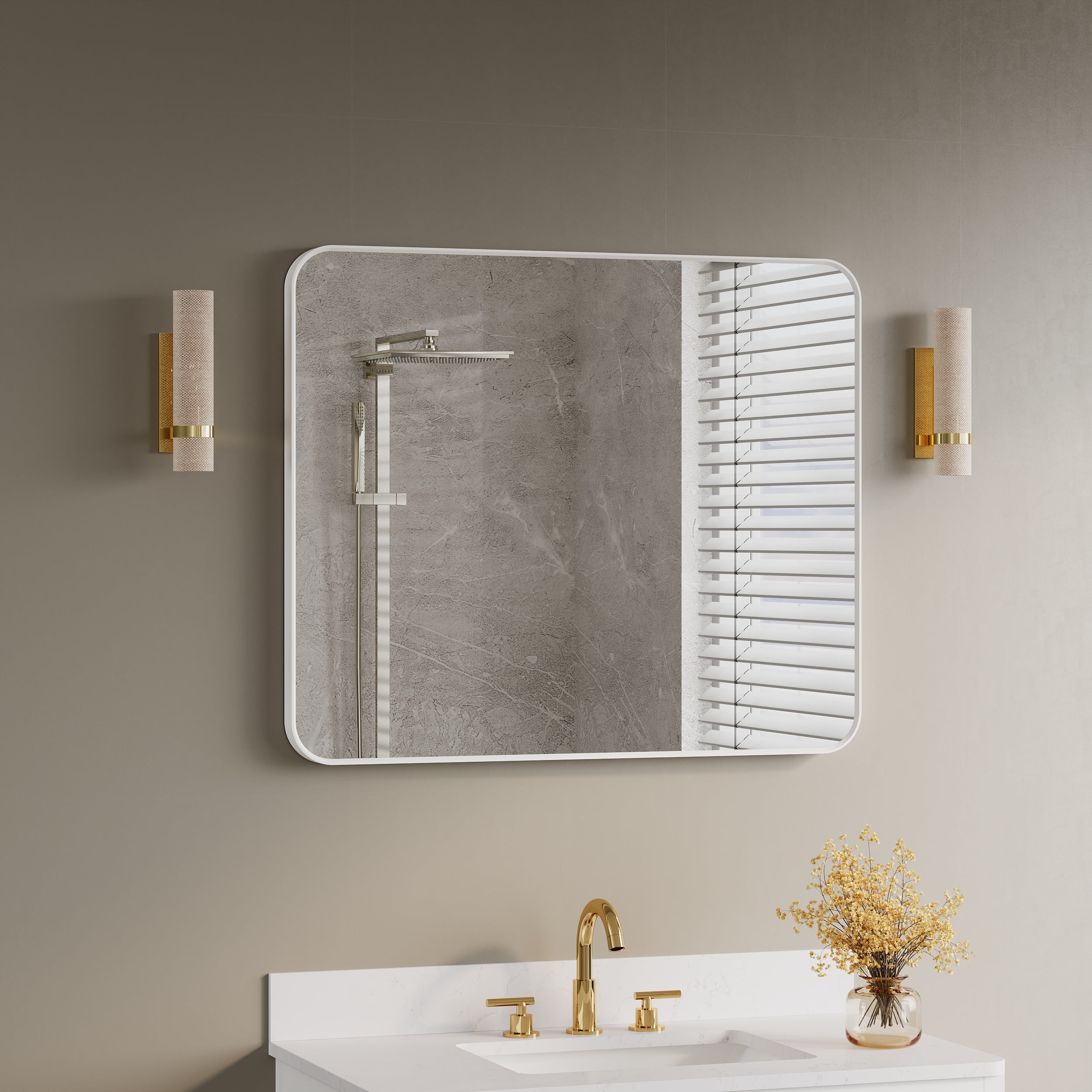 WELLFOR 30 x 36 Inch Bathroom Vanity Mirror, Aluminum Framed Wall ...