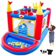 thumbnail image 1 of WELLFUNTIME Inflatable Bounce House, PVC Bouncer for Kids Aged 3-8, Jumping Bouncy Castle with Ball Pit for Indoor Outdoor, 1 of 9