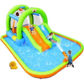 WELLFUNTIME Inflatable Water Slide Bounce House for Kids Aged 3-10, Water Park with Splash Pool, Jumping Castle with Blower for Backyard