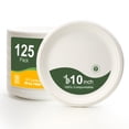thumbnail image 1 of WELLIFE 10 InchITSC&nbsp;Paper Plates, 125-Pack 100% Compostable Heavy Duty Disposable Plates Bulk, Biodegradable Bagasse, Eco-Friendly, PFAS-Free | BPI Certified | Microwaveable, 1 of 3