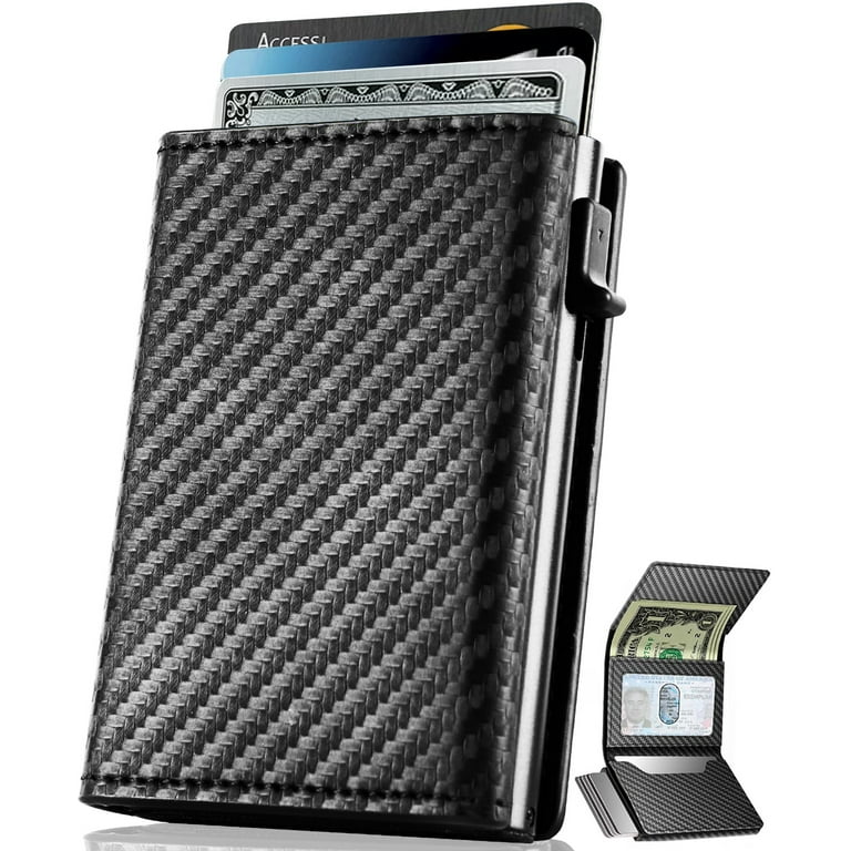 WELLNEC Men's Slim Pop-up Wallet, RFID Blocking, Metal