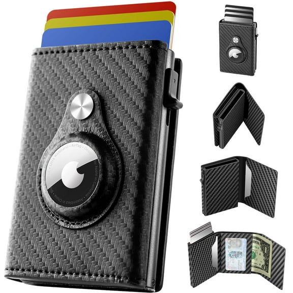 WELLNEC Men's Wallet with Airtag Holder, Pop-up Wallet for men, RFID Protection, 6 to 11 Cards