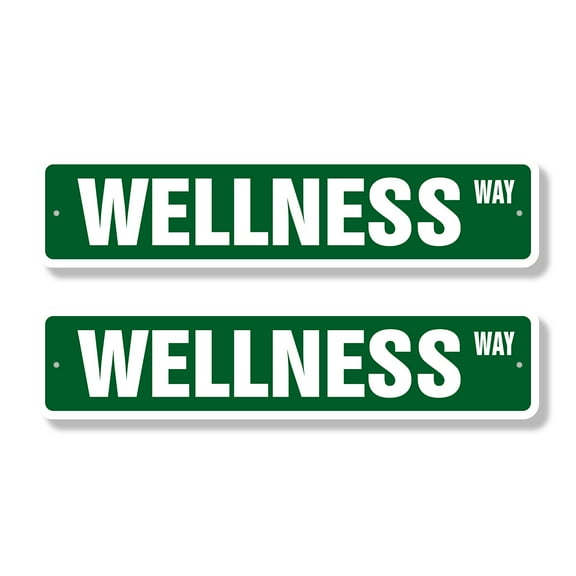 WELLNESS Classic Street Sign (2 Pack) Childrens Name Room Sign Road Sign | 4" X 18" Aluminum Metal Address Sign