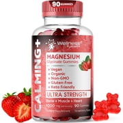 WELLNESS LABSRX Magnesium Glycinate Gummies 1000mg, Chewable Gummy - Strawberry Flavor, 90 Count