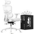 thumbnail image 1 of WELLNEW Prestige Ergonomic Office Chair White- Height Adjustable Backrest Lumbar Support, Seat Depth Adjust, 3D Headrest, 4D Armrests, Blade Wheels, Mesh Computer Gaming Chairs Executive Swivel Chair, 1 of 8