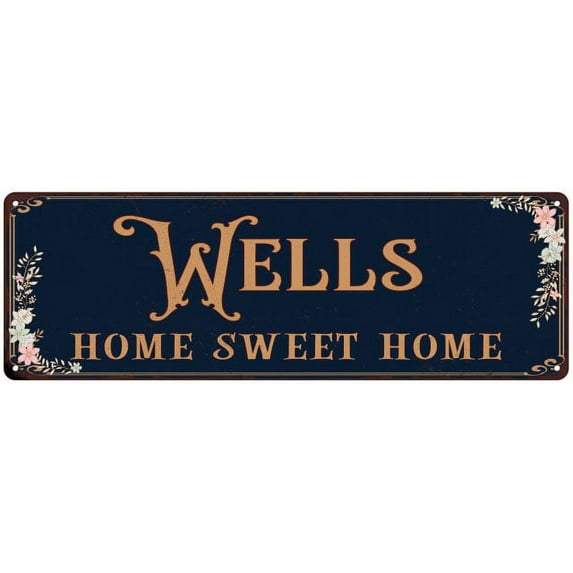 WELLS Home Sweet Home Victorian Look 6x18 Metal Sign 106180046180