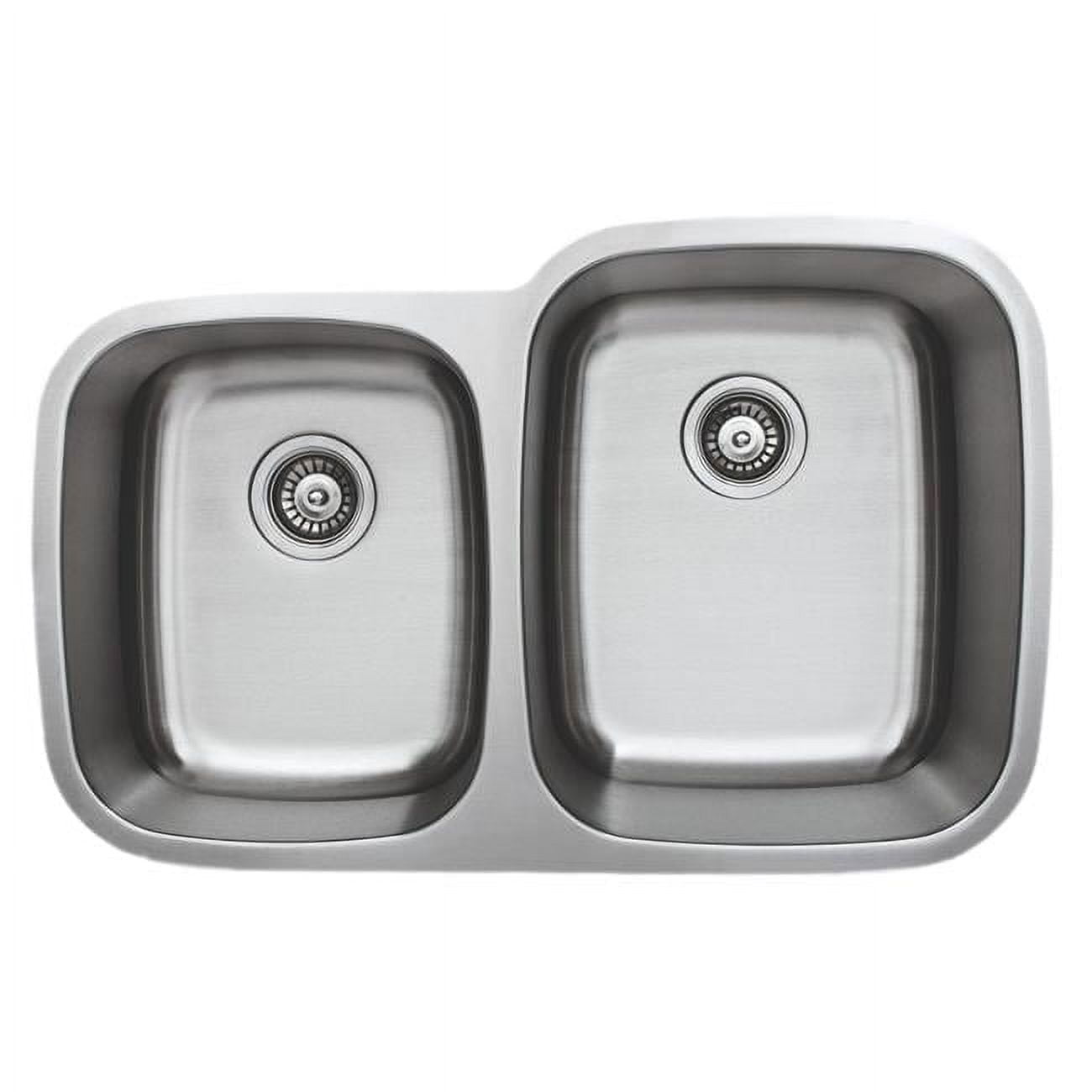 Wells Sinkware CMU3221-79-1 32 in. 18 Gauge Undermount 40-60 Double Bowl Stainless Steel Kitchen Sink with Grid Racks & Basket Strainers