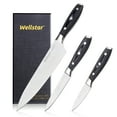 thumbnail image 1 of WELLSTAR Kitchen Knife Set 3 Piece， Chef Utility Paring Knife，German Steel  with Professional G10 Handle, 1 of 8