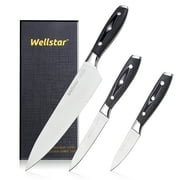 WELLSTAR Kitchen Knife Set 3 Piece  Chef Utility Paring Knife German Steel with Professional G10 Handle