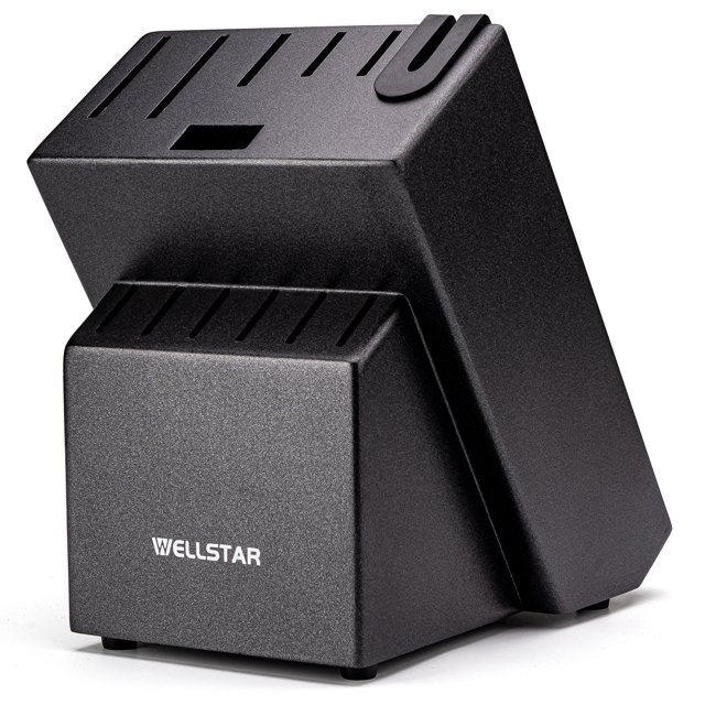 WELLSTAR Knife Block Without Knives，12 Slot Wood Knife Storage with