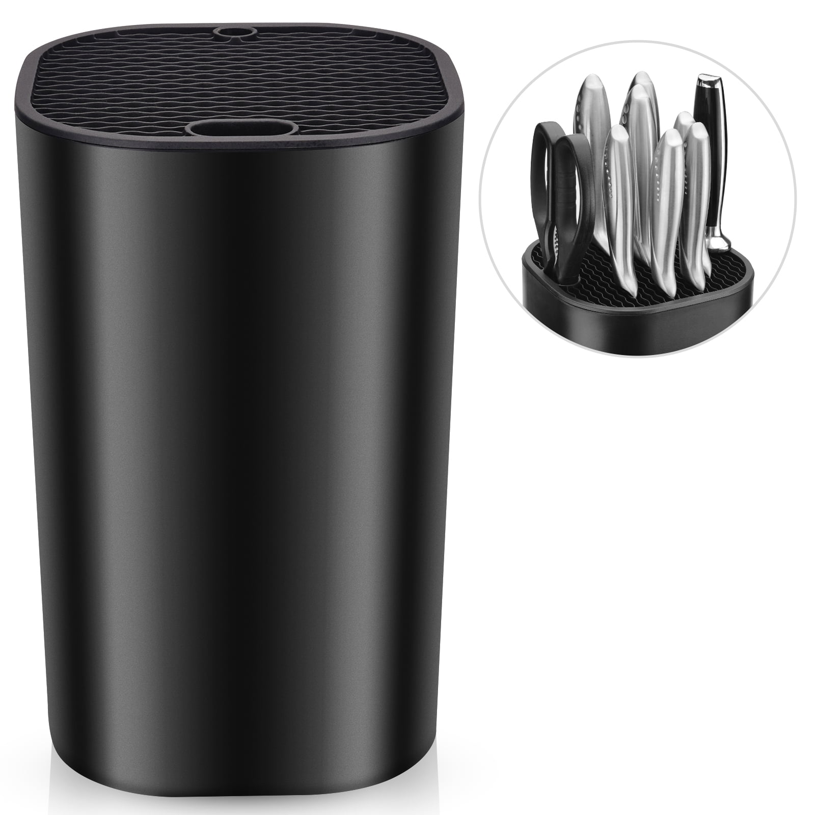 Black Universal Large Capacity Knife Block with Scissors Slot