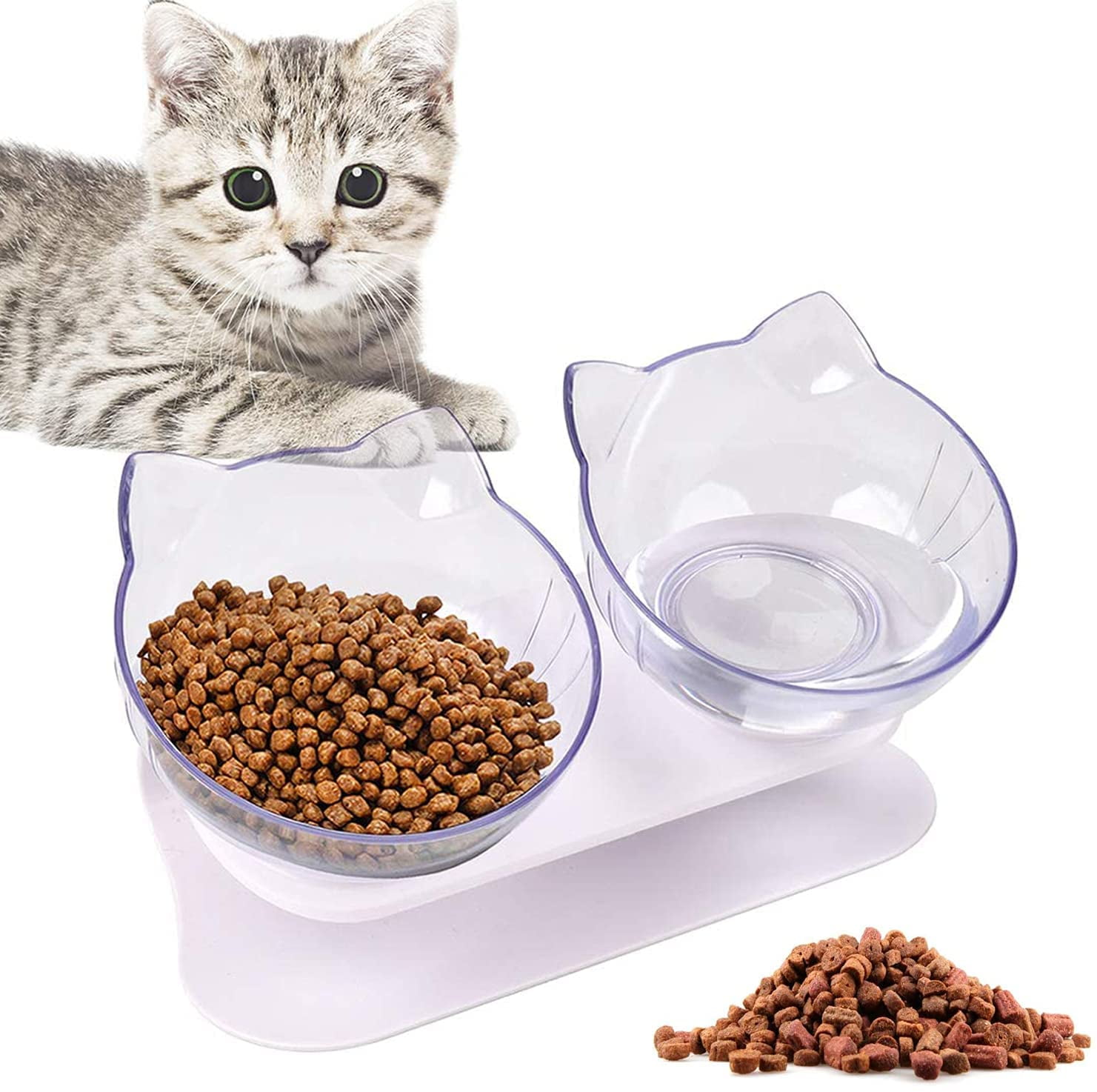 Cute Cartoon Paw Oblique Pet Bowel Food Water Container Cute Cartoon Paw Oblique Pet Bowel Food Water Container